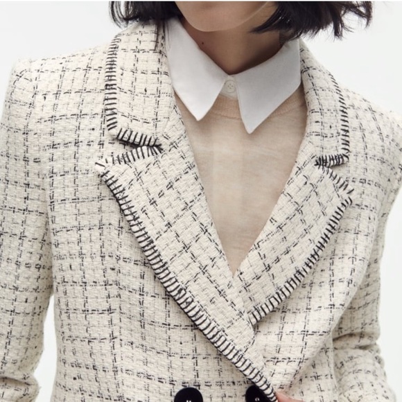 ZARA DOUBLE BREASTED TEXTURED WEAVE JACKET - Picture 16 of 16